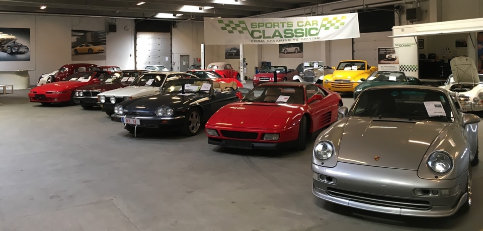 Ferrari, Porsche, Toyota Supra og andre klassiske sportsvogne hos Sports Car Classics